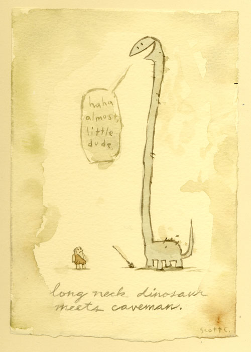 Long Neck Dinosaur Meets Caveman, Scott C.