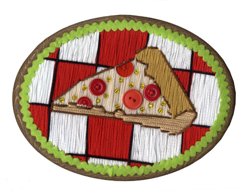 Cross-stitched Pizza, T&A Friendly