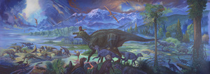 Coastal Majesty: Quarter Scale Painting (Coastal Dinosaurs), William Stout