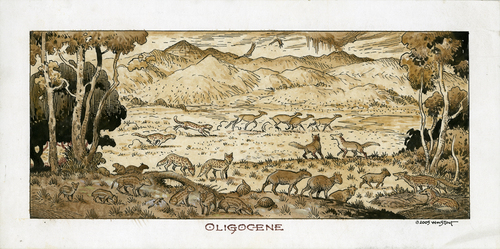 The Chase - A Pastoral Symphony: Study #1 (Oligocene), William Stout The Chase - A Pastoral Symphony: Study #1 (Oligocene), William Stout