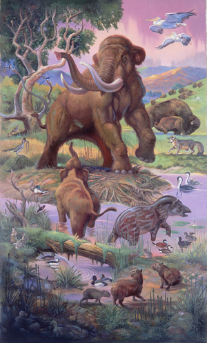 False Alarm: Quarter Scale painting (Mastodon), William Stout