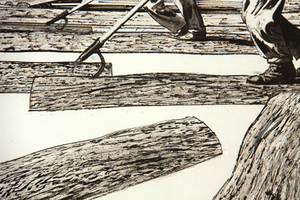 Loggers on River, Robert Fawcett