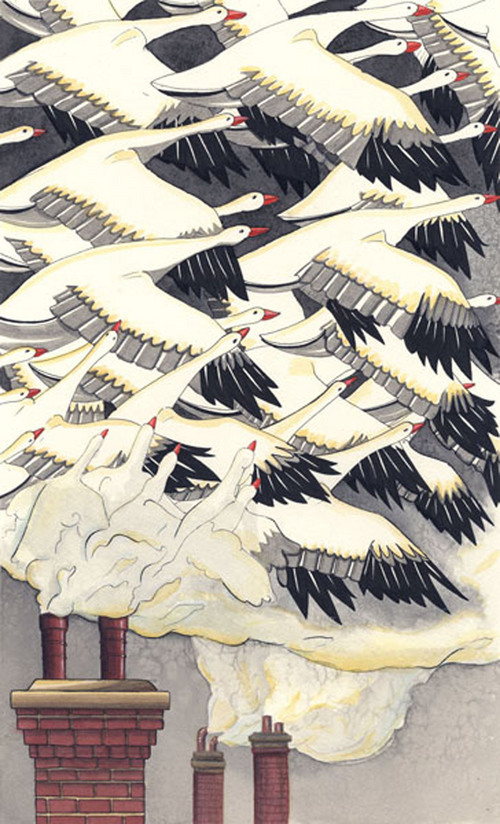Snow Geese and Smoke Stacks, Mary Nelson Snow Geese and Smoke Stacks, Mary Nelson