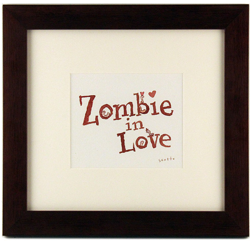 Zombie In Love (title with worms & hearts) , scott c