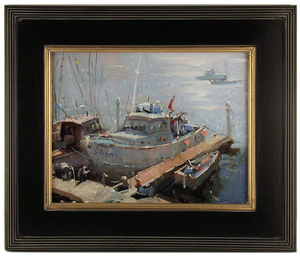 Shining at the dock - a plein air composition with light, Timothy Tien