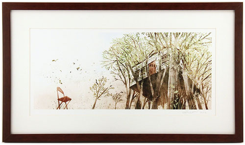 House Held Up By Trees - Pages 29-30 (House In Trees) Framed/Signed, Jon Klassen