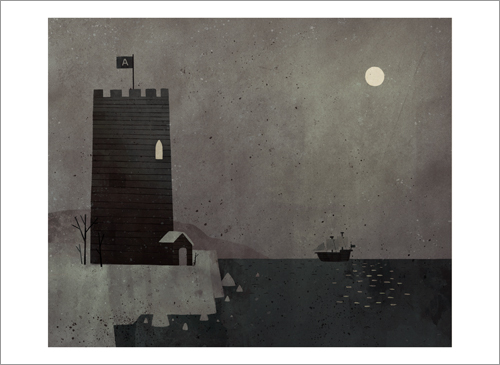 Extra Yarn - pg. 14a - Castle at Night (PRINT), Jon Klassen