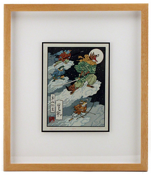 (framed woodblock print) Fox Moon , Jed Henry