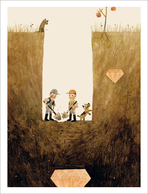Sam & Dave Dig a Hole - pg. 6 - Kept Digging (PRINT), Jon Klassen