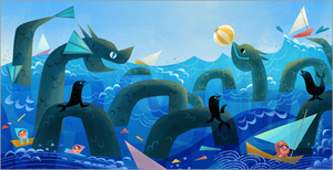 Monster & Son (Sea Serpents) print, Joey Chou