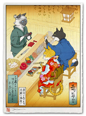Sushi Cats - Print, Jed Henry
