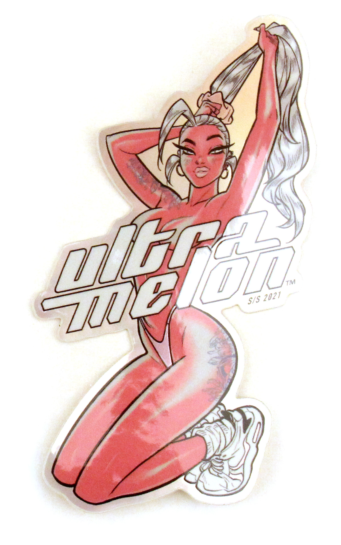 Silver Ponytail Ultramelon Girl - Babs Tarr Sticker, Babs Tarr Silver Ponytail Ultramelon Girl - Babs Tarr Sticker, Babs Tarr