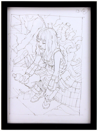 「休憩」(Break time) - Ink Sketch, Tatsuyuki Tanaka