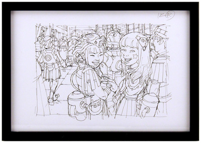「王宮広場へ Vol,3」(To Royal Palace Plaza No.3) - Ink Sketch, Tatsuyuki Tanaka
