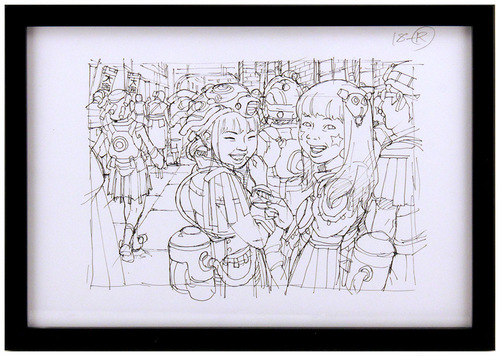 「王宮広場へ Vol,3」(To Royal Palace Plaza No.3) - Ink Sketch, Tatsuyuki Tanaka
