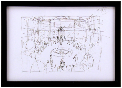 「王宮広場」(Royal Palace Plaza) - Ink Sketch, Tatsuyuki Tanaka