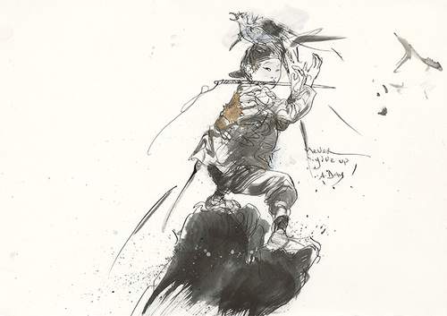 A kid ,a knife and a bird, Nicolas Nemiri