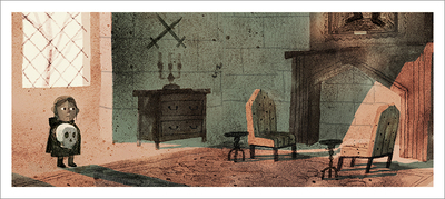 The Skull - pg. 28-29 - Fireplace Room (PRINT), Jon Klassen